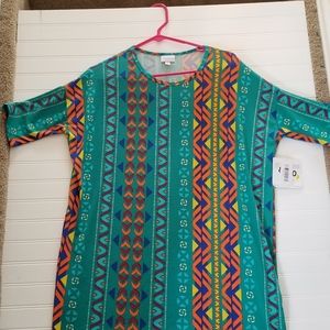 Lularoe - XS Irma Teal with Pattern